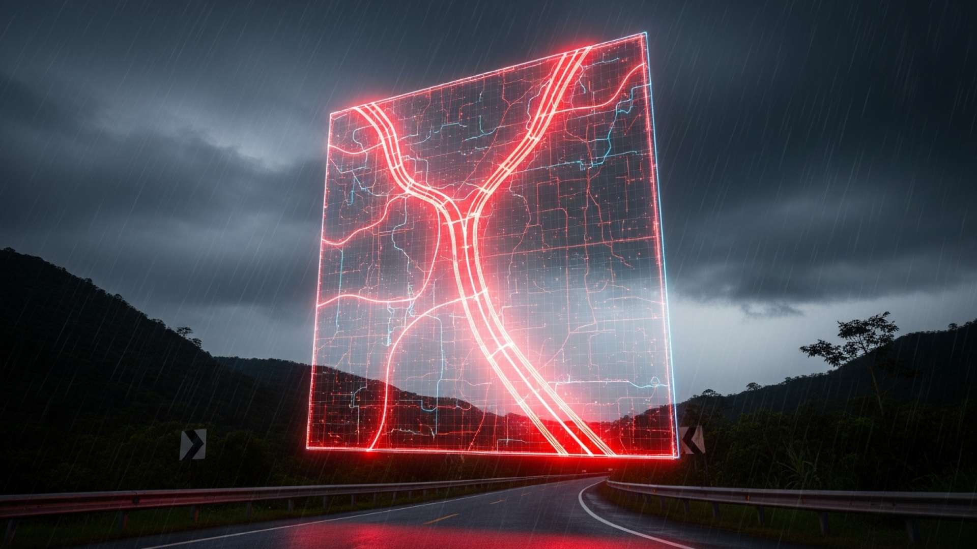 Großes Schlagloch auf der Route 27 signalisiert Beginn der gefährlichen Regenzeit